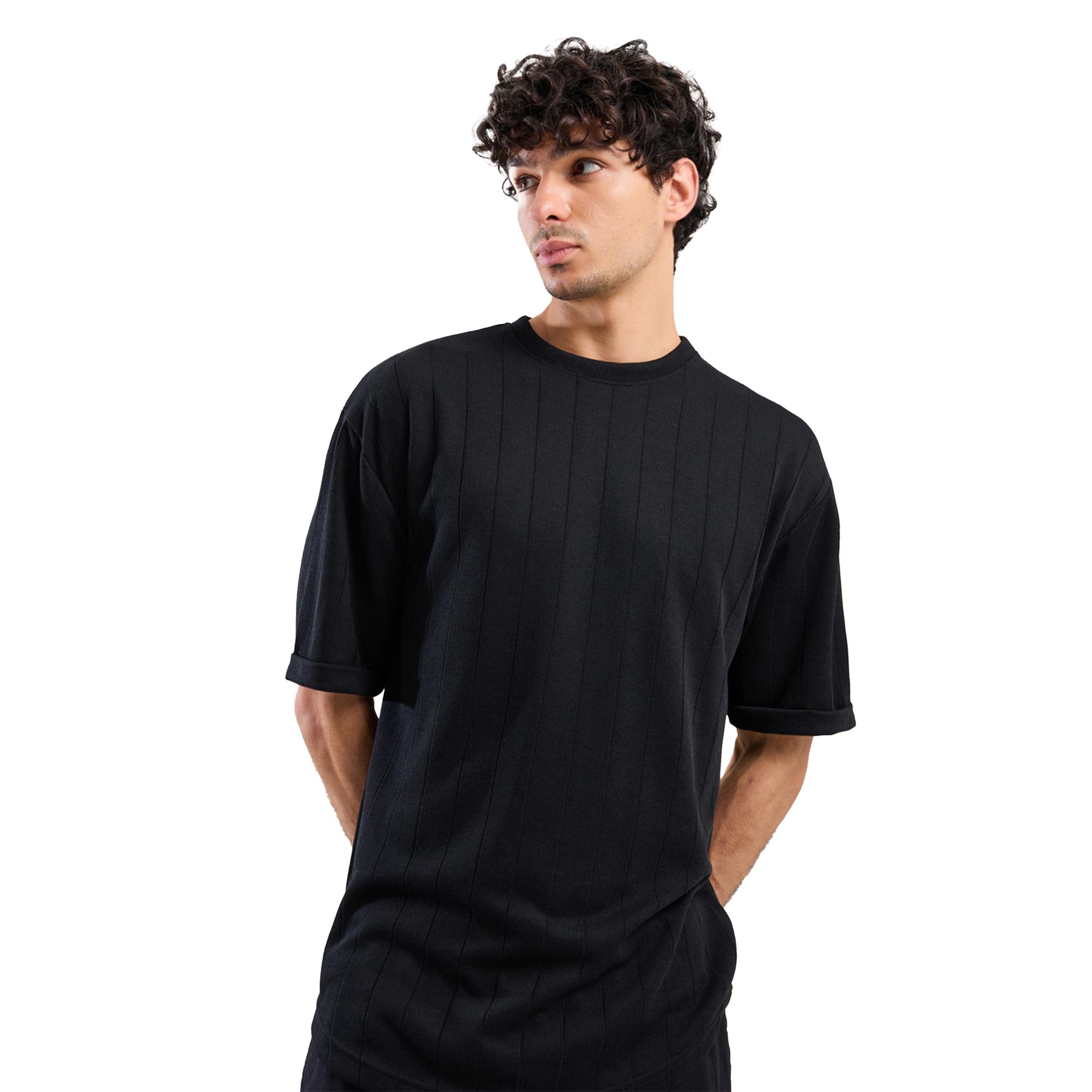 Styli Ribbed Crew Neck Oversized T-Shirt with U Hem-men-clothing-tshirtsandpolos-tshirts-image-1