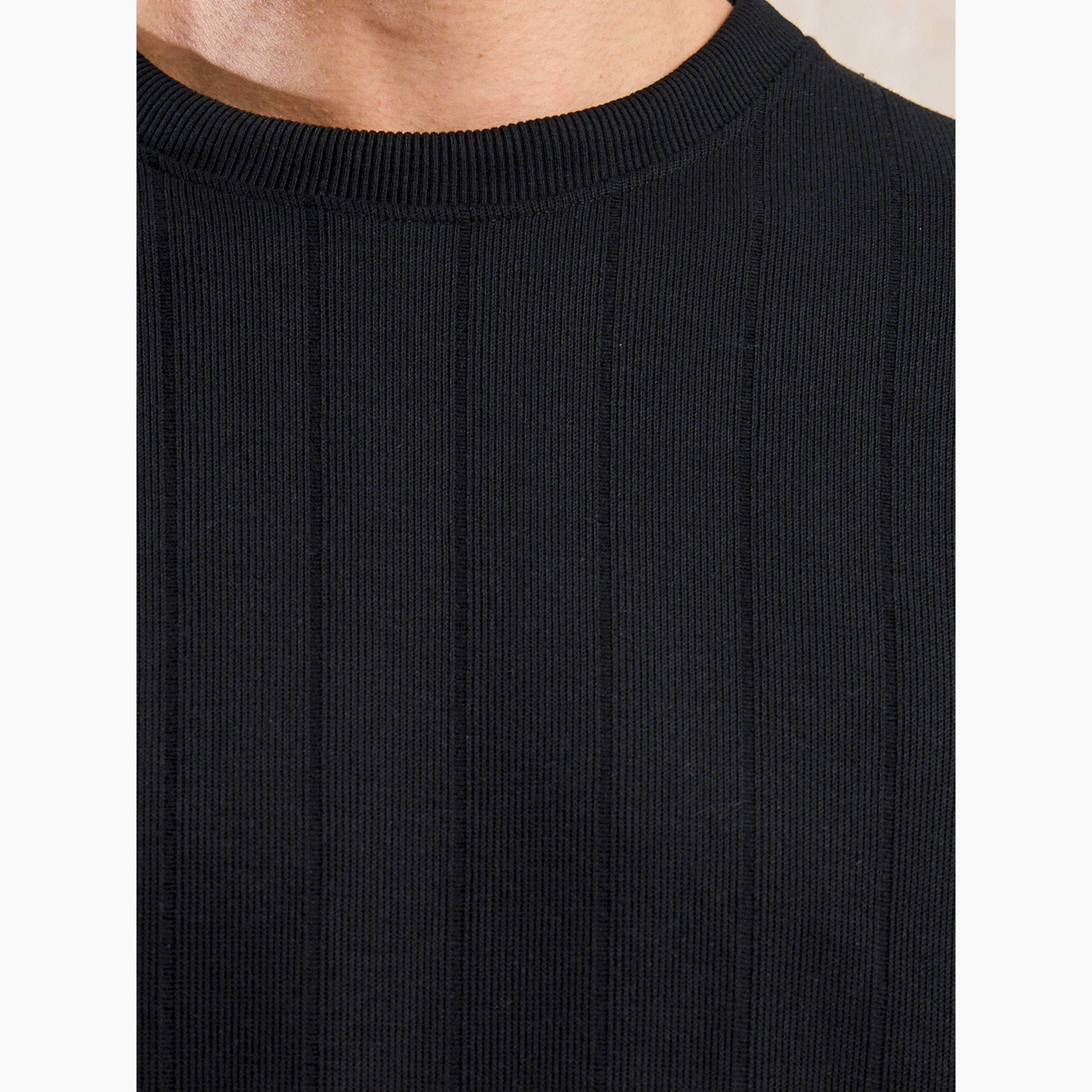 Styli Ribbed Crew Neck Oversized T-Shirt with U Hem-men-clothing-tshirtsandpolos-tshirts-image-3