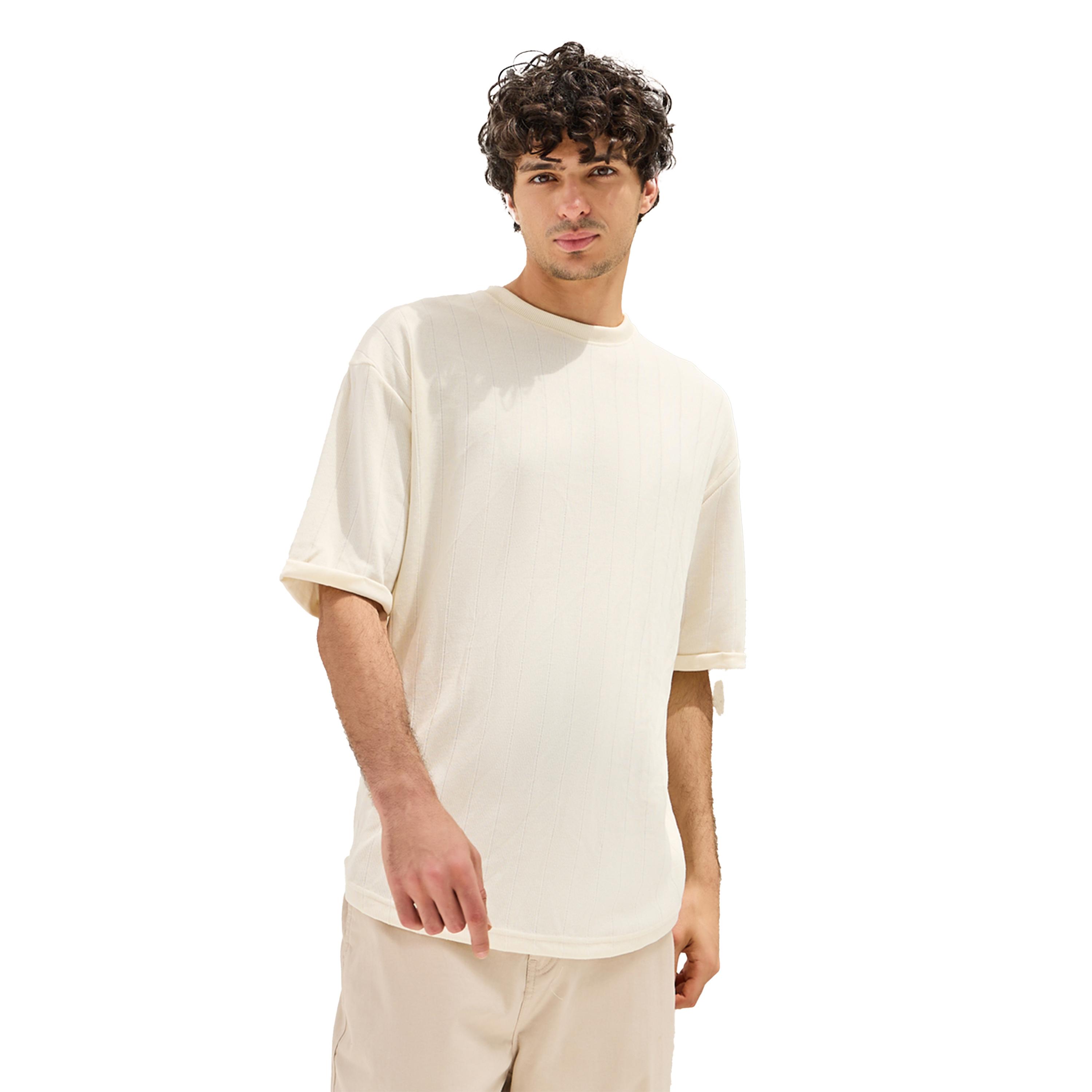 Styli Ribbed Crew Neck Oversized T-Shirt with U Hem-men-clothing-tshirtsandpolos-tshirts-image-1