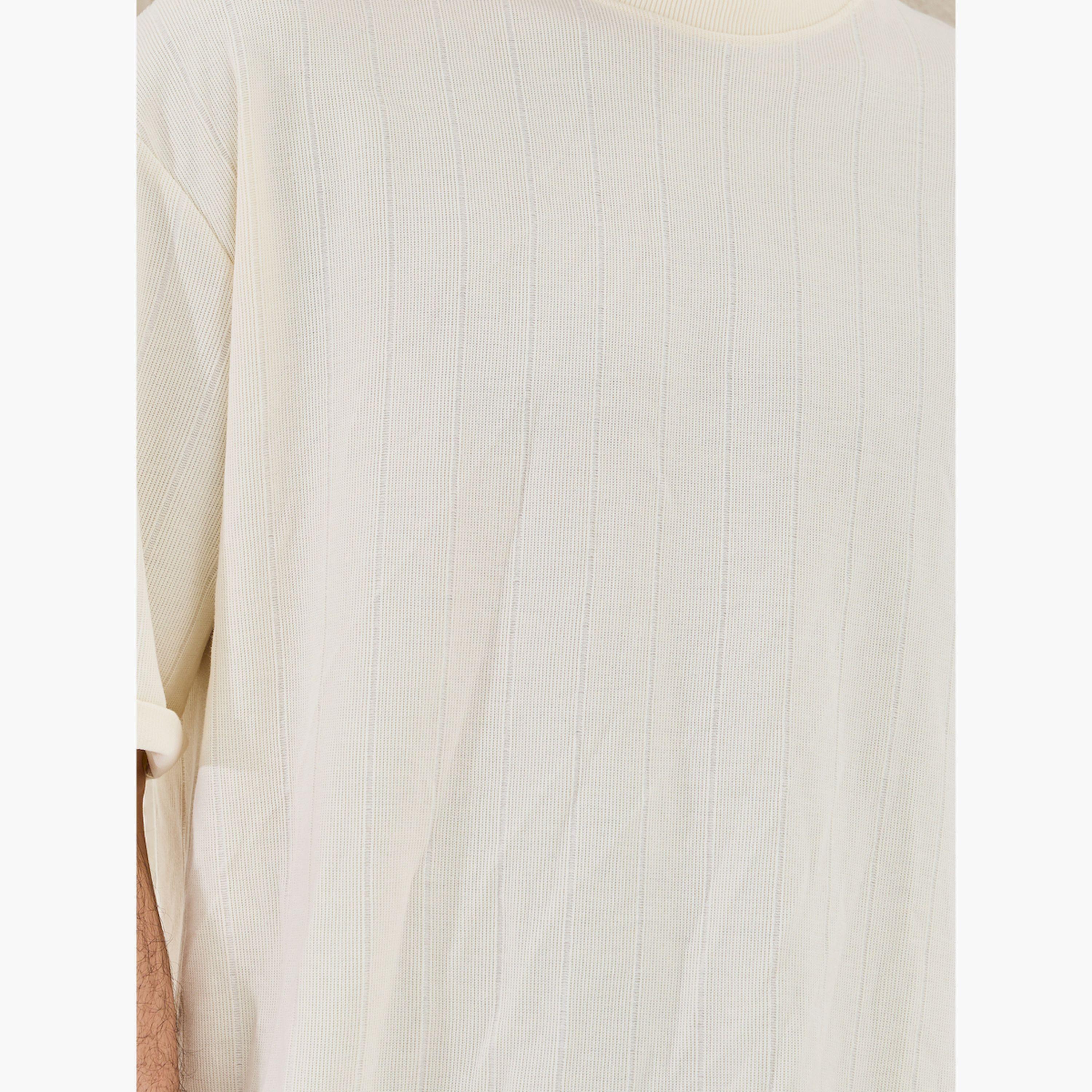 Styli Ribbed Crew Neck Oversized T-Shirt with U Hem-men-clothing-tshirtsandpolos-tshirts-image-4