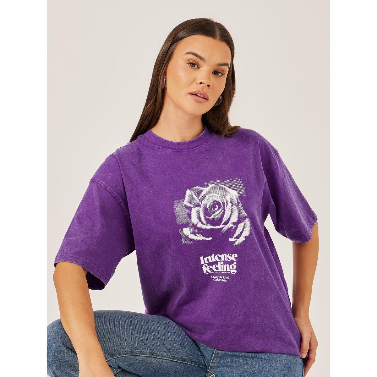 Styli Acid Washed Graphic Print Short Sleeve Oversized T-Shirt-women-clothing-tshirts-image-1