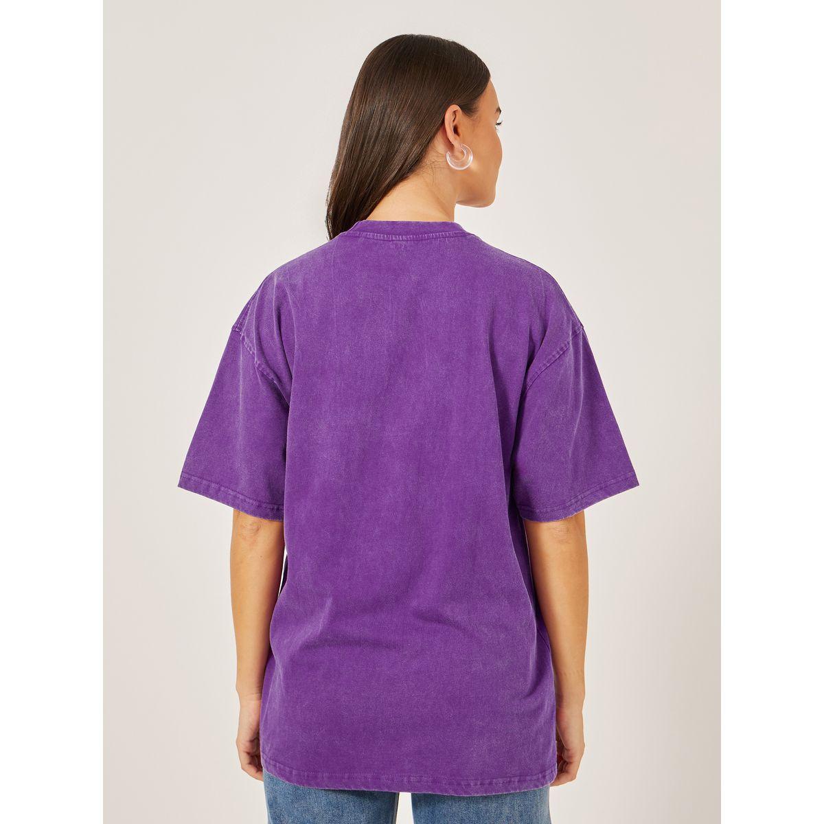 تيشيرت فضفاض بطبعة جرافيك وأكمام قصيرة-women-clothing-tshirts-image-5