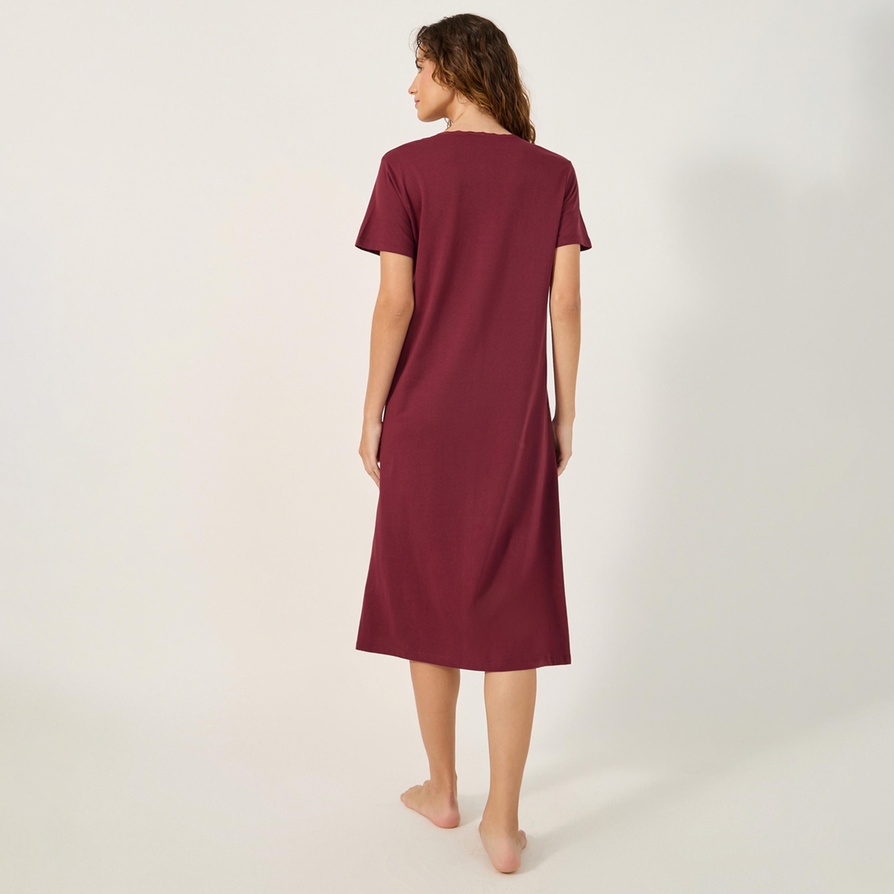 Styli Unwind Yoke Placket Nightdress - Midi-women-clothing-nightwear-nighties-image-4