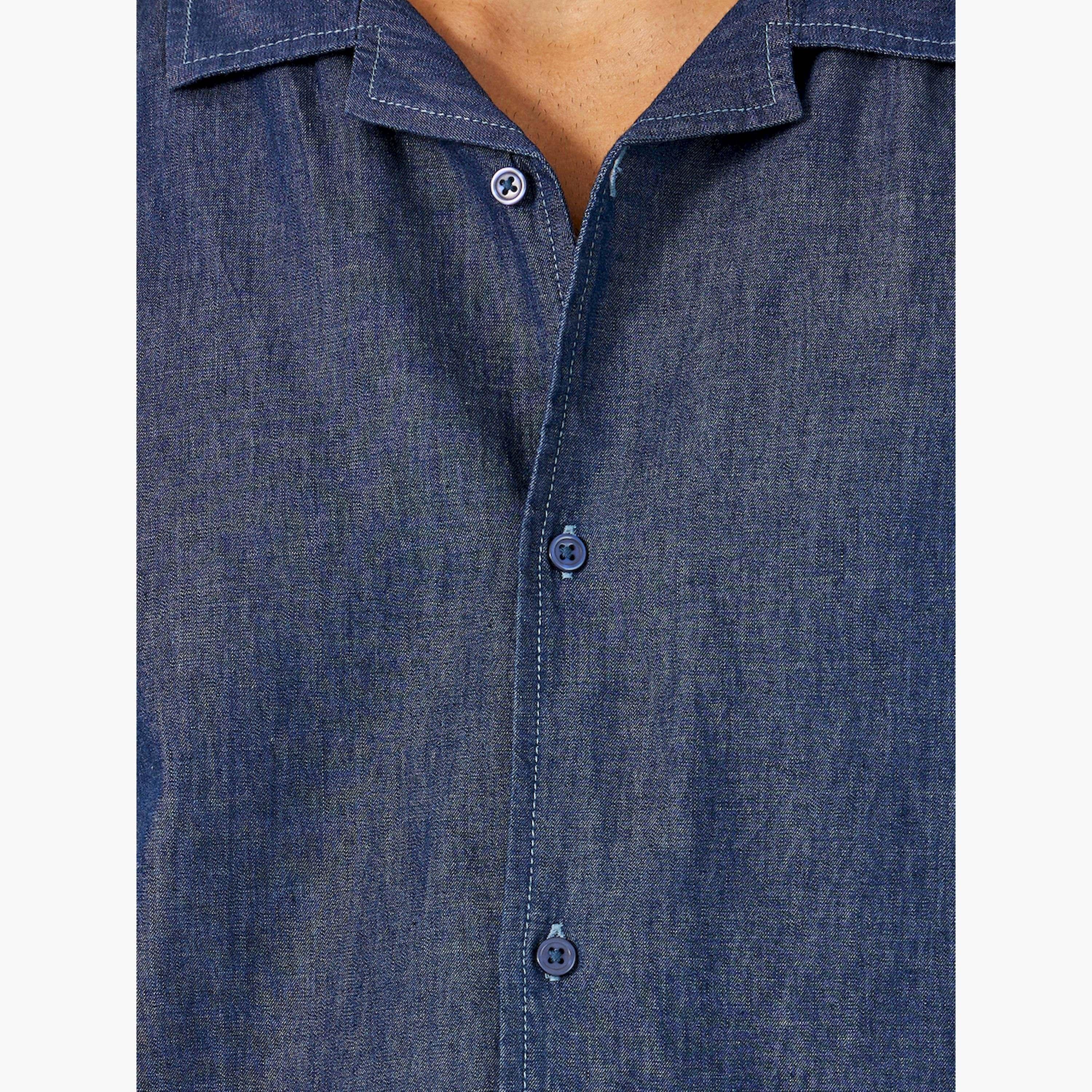 Styli Embroidered Chambray Resort Collared Relaxed Fit Shirt-men-clothing-shirts-image-3