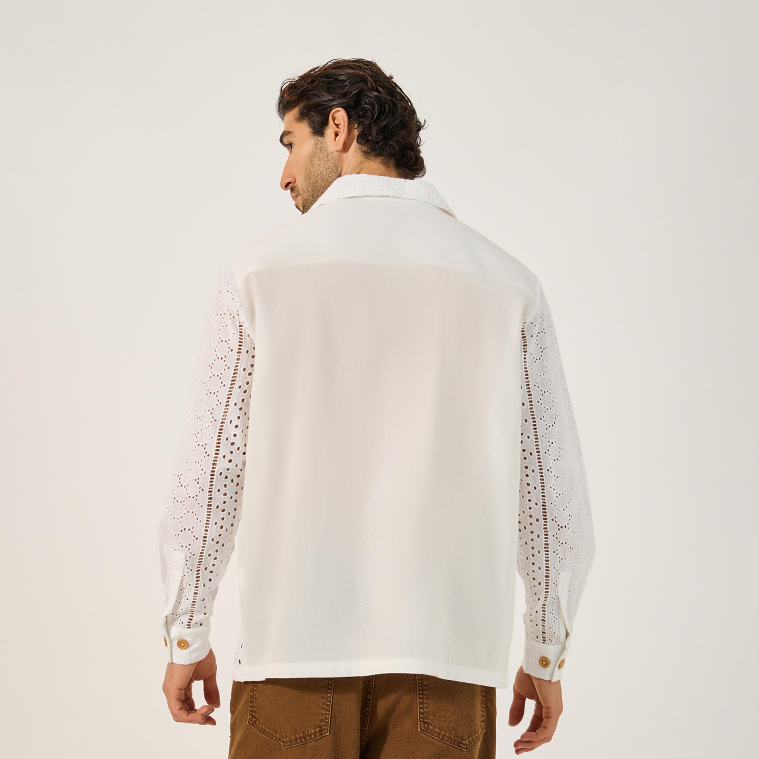Styli Limited Men Summer Broderie Relaxed Fit Resort Collar Shirt-men-clothing-shirts-image-4