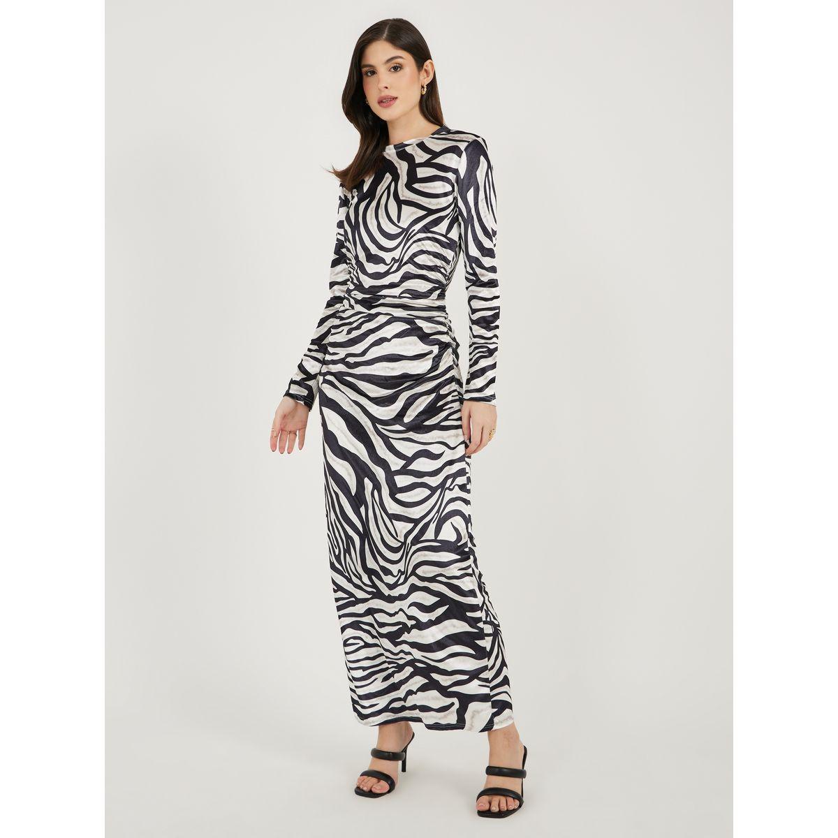 فستان طويل ضيق بطبعة حيوان وأكمام طويلة-women-clothing-dresses-image-1
