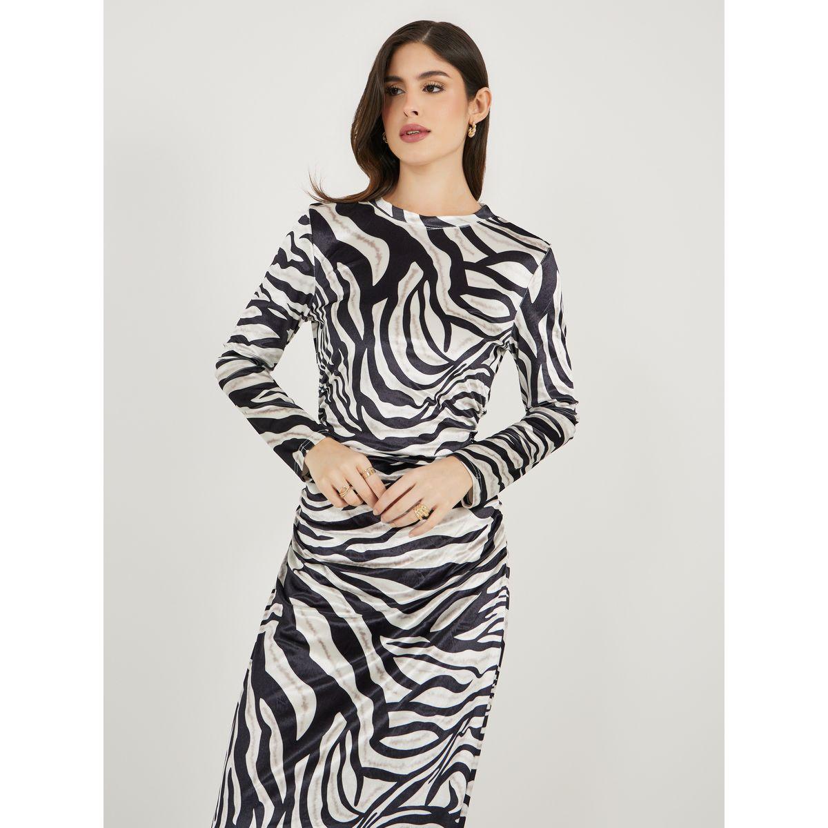 فستان طويل ضيق بطبعة حيوان وأكمام طويلة-women-clothing-dresses-image-4