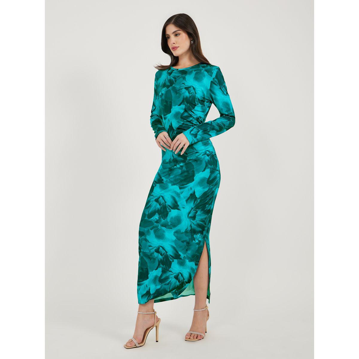 فستان ميدي ضيق بأكمام طويلة وتفاصيل دانتيل مع طبعة تاي داي-women-clothing-dresses-image-2