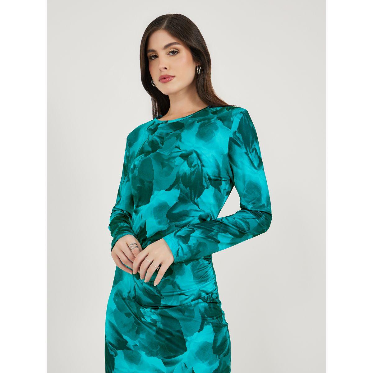 فستان ميدي ضيق بأكمام طويلة وتفاصيل دانتيل مع طبعة تاي داي-women-clothing-dresses-image-3