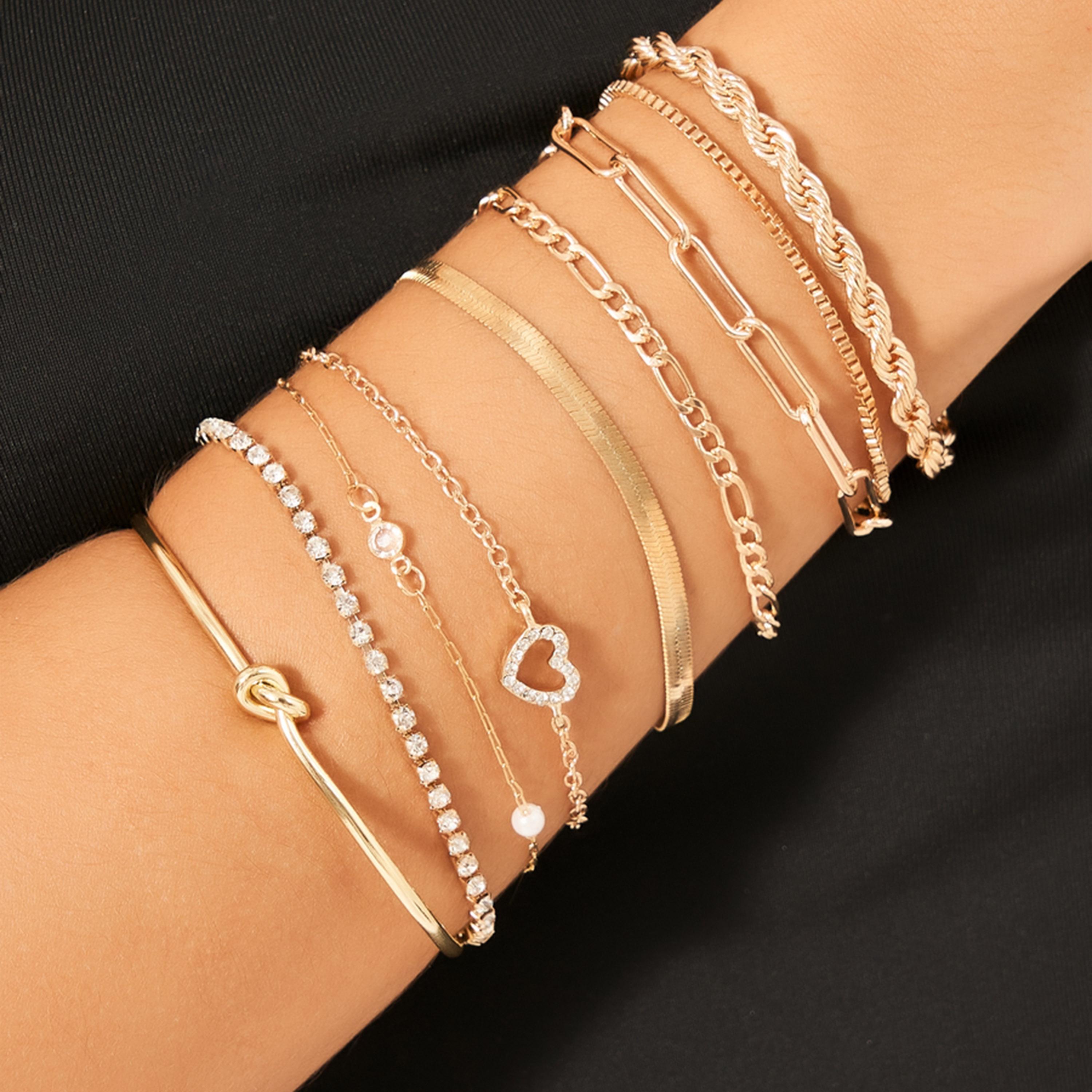 Styli Set of 9 - Assorted Link Chain Bracelets-women-watchesandjewellery-jewellery-banglesandbracelets-image-1