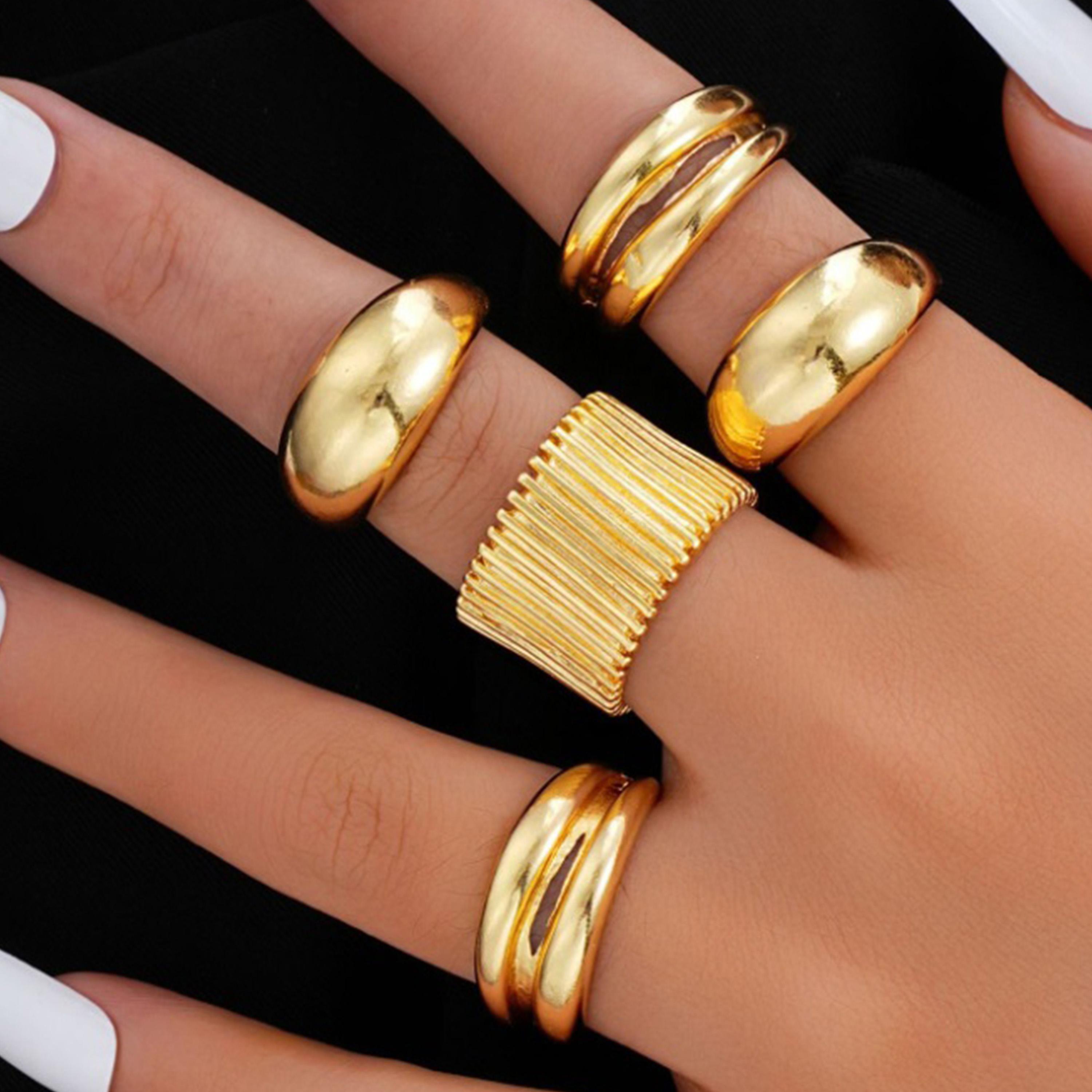 Styli Set of 5 - Textured Rings-women-watchesandjewellery-jewellery-rings-image-5