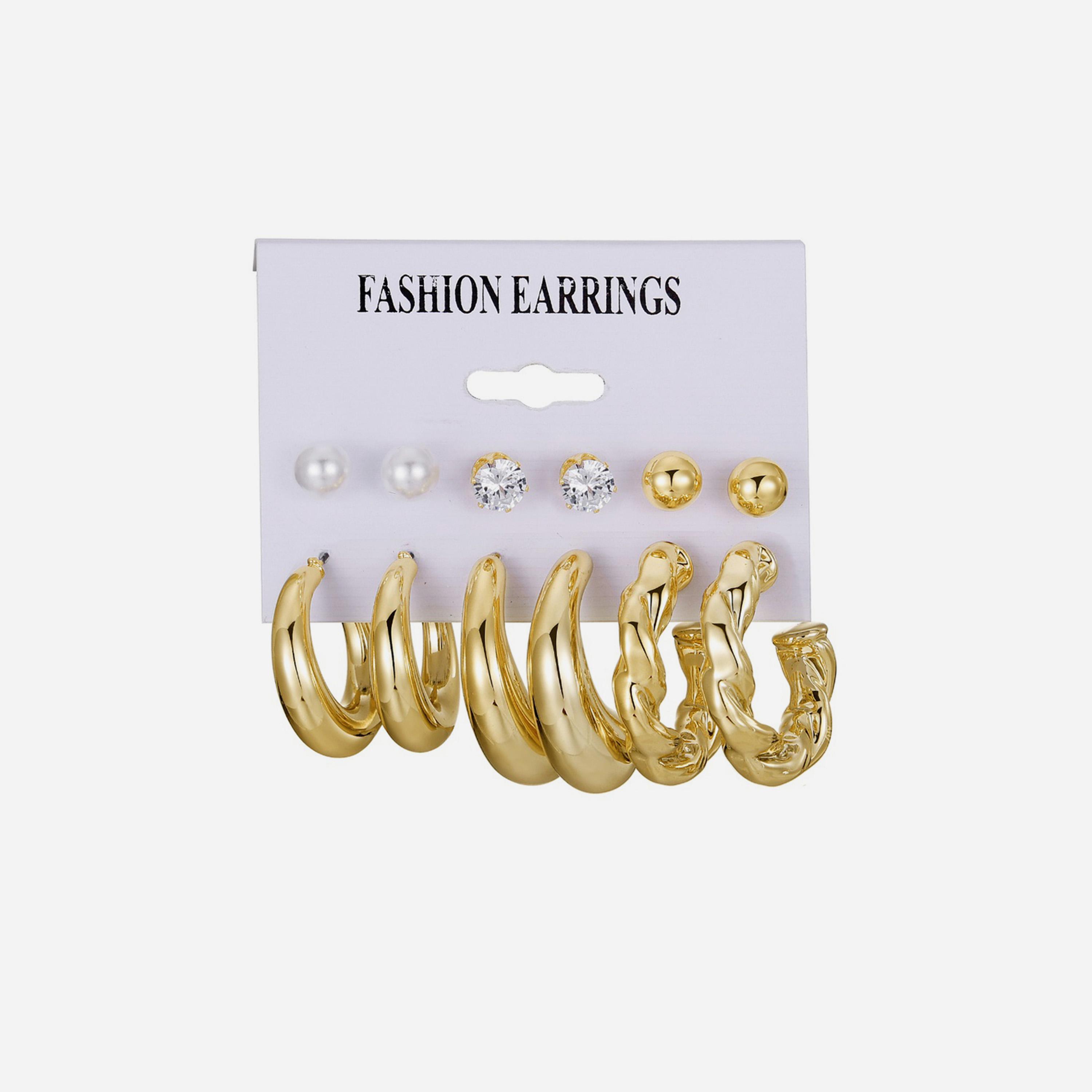 ستايلي - مجموعة من 6 قطع - أقراط مزينة-women-watchesandjewellery-jewellery-earrings-image-4