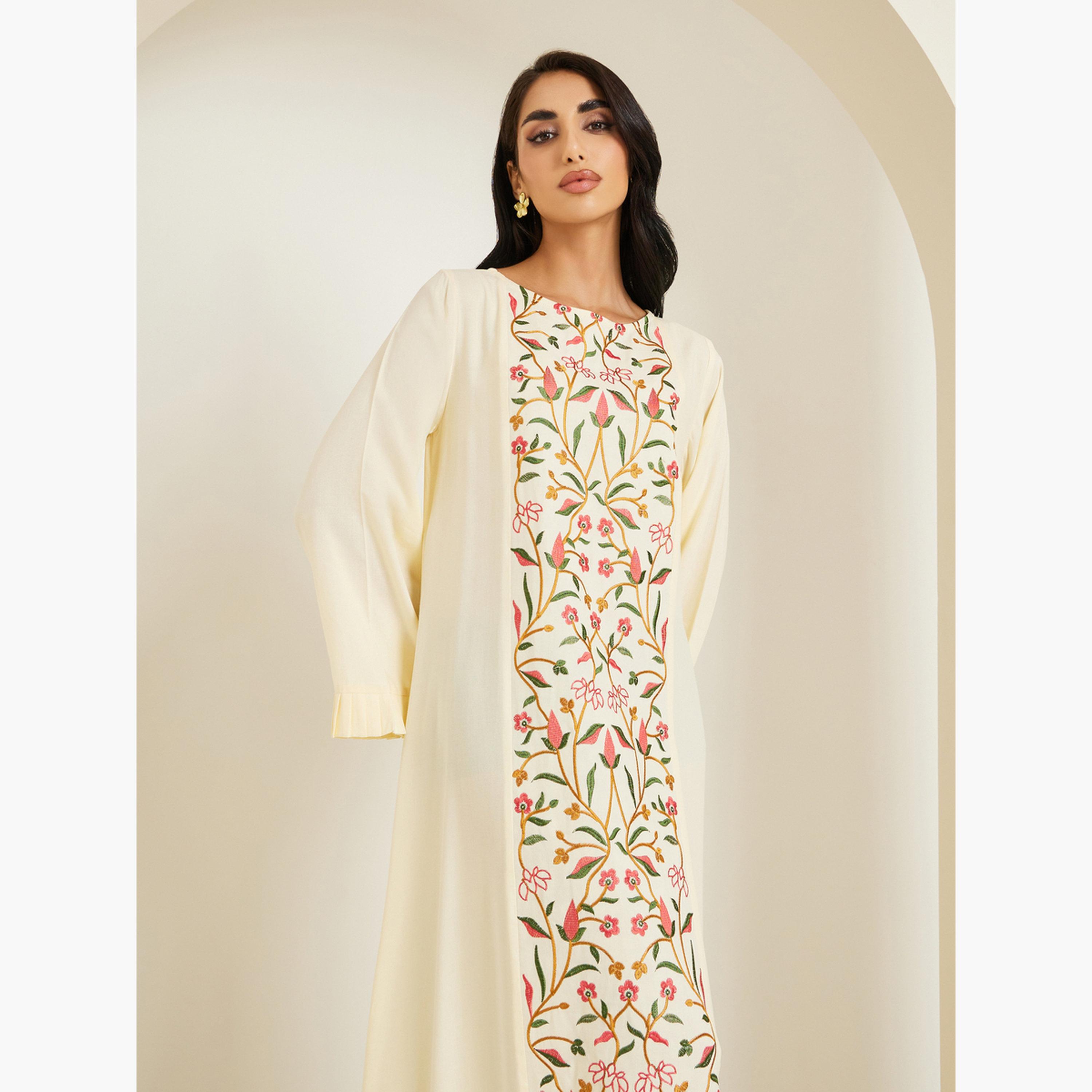 جلابية مطرزة بالزهور-women-arabicclothing-jalabiyas-image-2