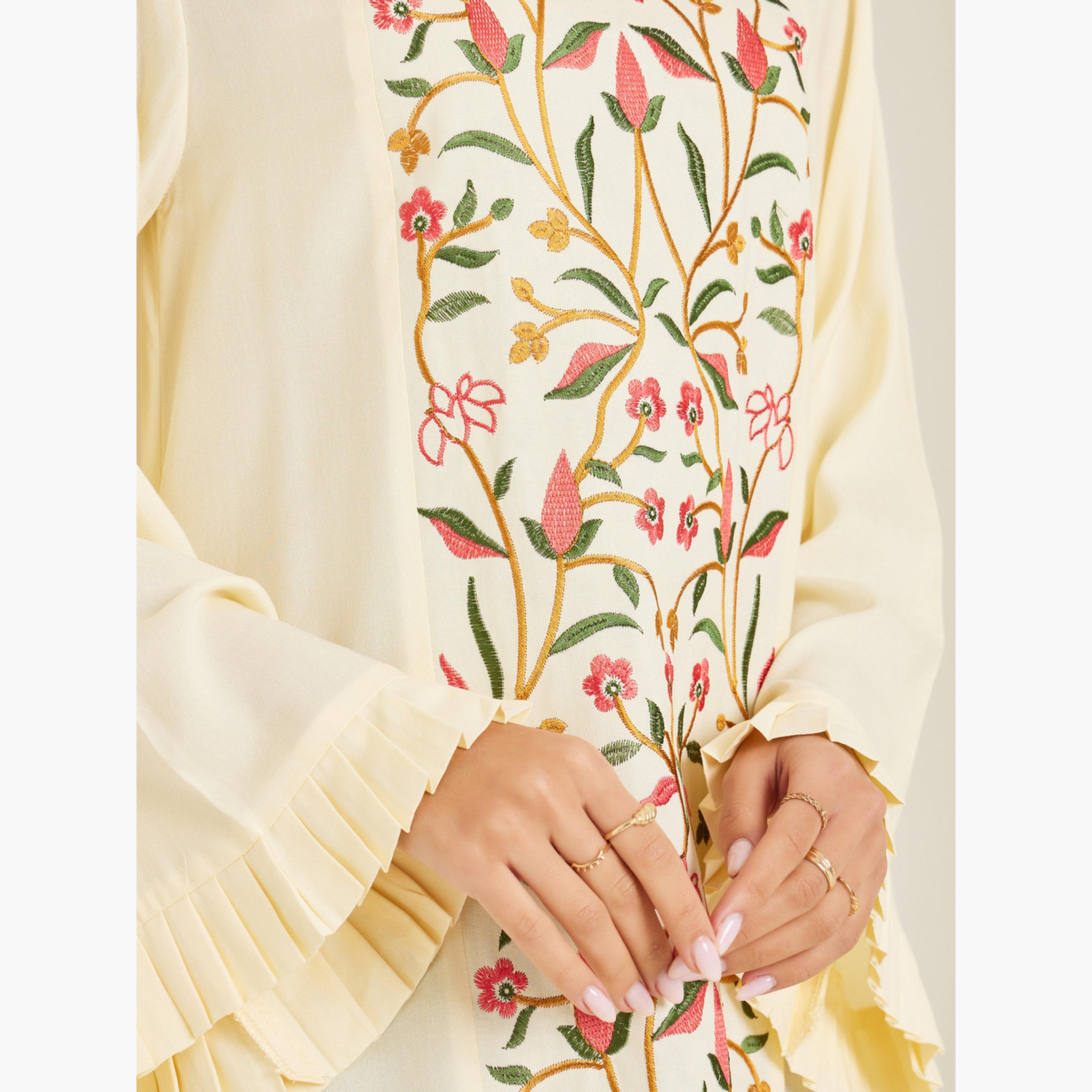 جلابية مطرزة بالزهور-women-arabicclothing-jalabiyas-image-4