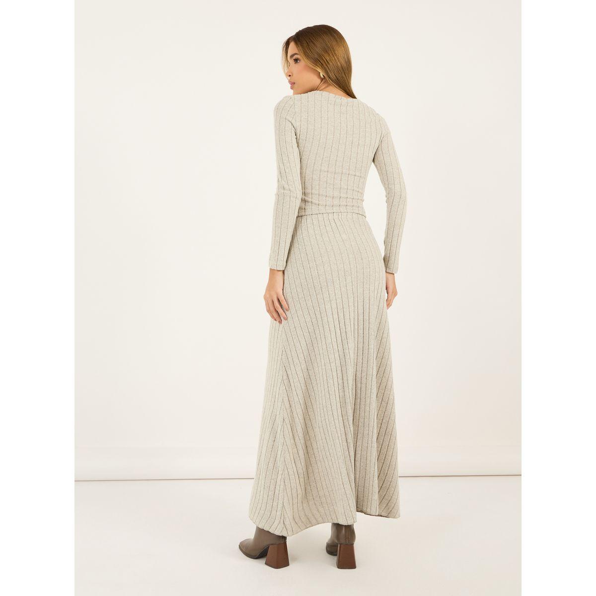 طقم منسق من تنورة طويلة وبلوزة بنمط لف-women-clothing-coordsets-image-5