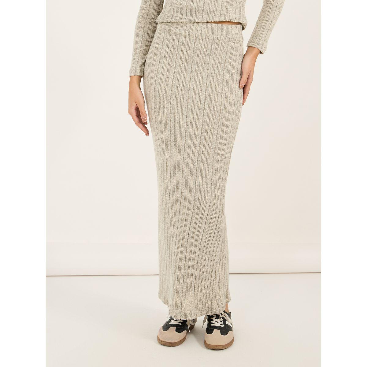 طقم منسق من تنورة طويلة وبلوزة بحافة غير متماثلة الطول-women-clothing-coordsets-image-6