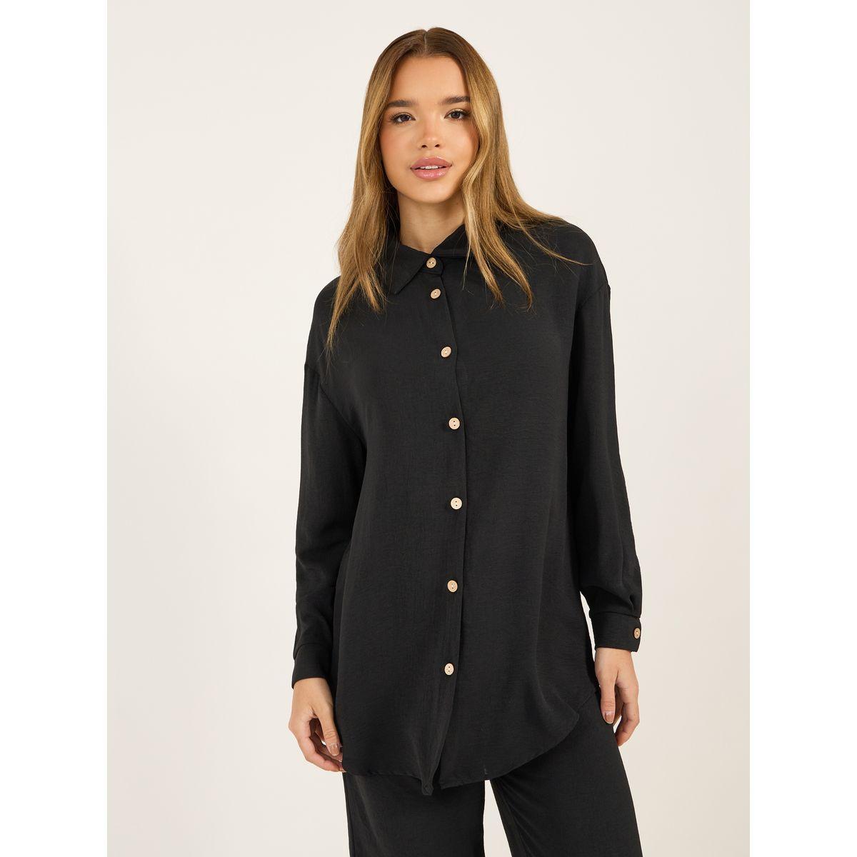 Styli Textured Oversized Shirt and Wide Leg Pants Co-Ords-women-clothing-coordsets-image-3