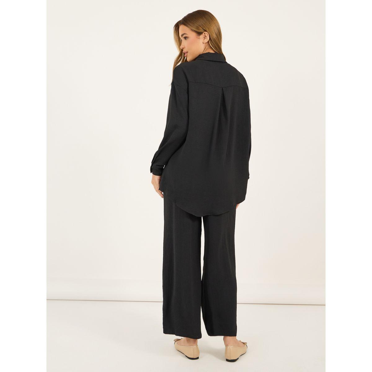 Styli Textured Oversized Shirt and Wide Leg Pants Co-Ords-women-clothing-coordsets-image-5