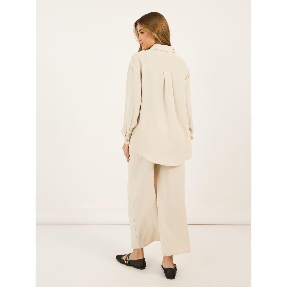 Styli Textured Oversized Shirt and Wide Leg Pants Co-Ords-women-clothing-coordsets-image-5