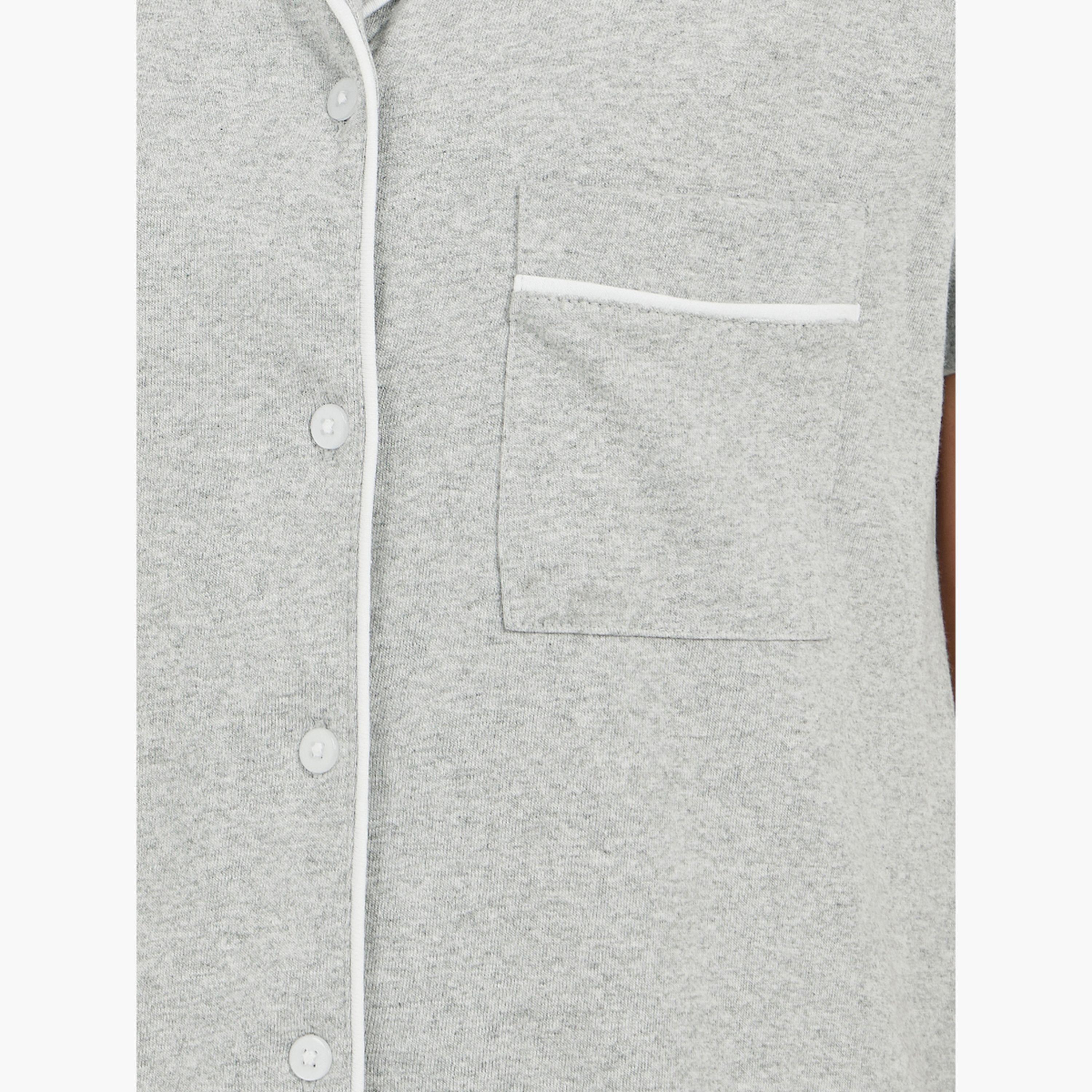 Styli Contrast Piping Buttoned Night Shirt with Pocket-women-clothing-nightwear-nighties-image-3