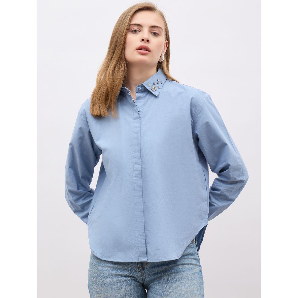 بلوزة بقصة عادية وأكمام طويلة-women-clothing-shirtsandblouses-shirts-image-2