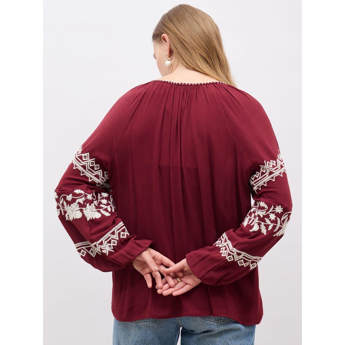 بلوزة بتفاصيل مُطرزة وأكمام بالون-women-clothing-shirtsandblouses-blouses-image-5