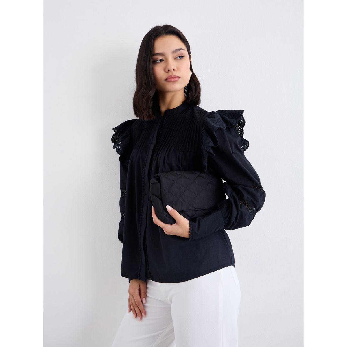 بلوزة بتفاصيل محزوزة مع كشكش-women-clothing-shirtsandblouses-blouses-image-5