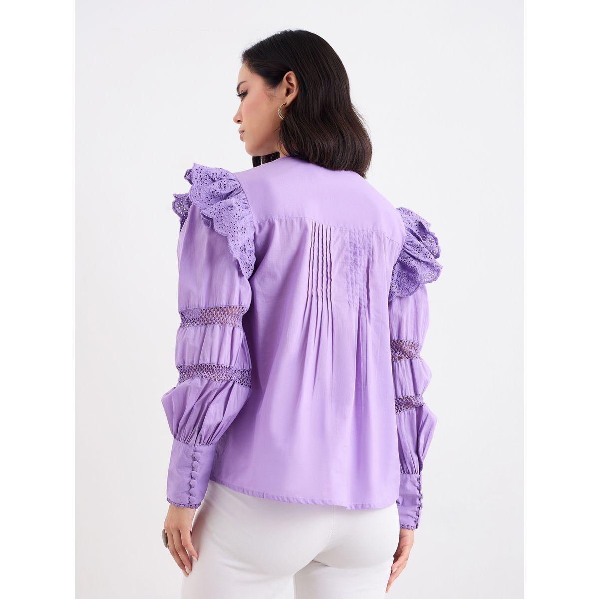 Styli Lilac Ruffled Pintuck Blouse-women-clothing-shirtsandblouses-blouses-image-4