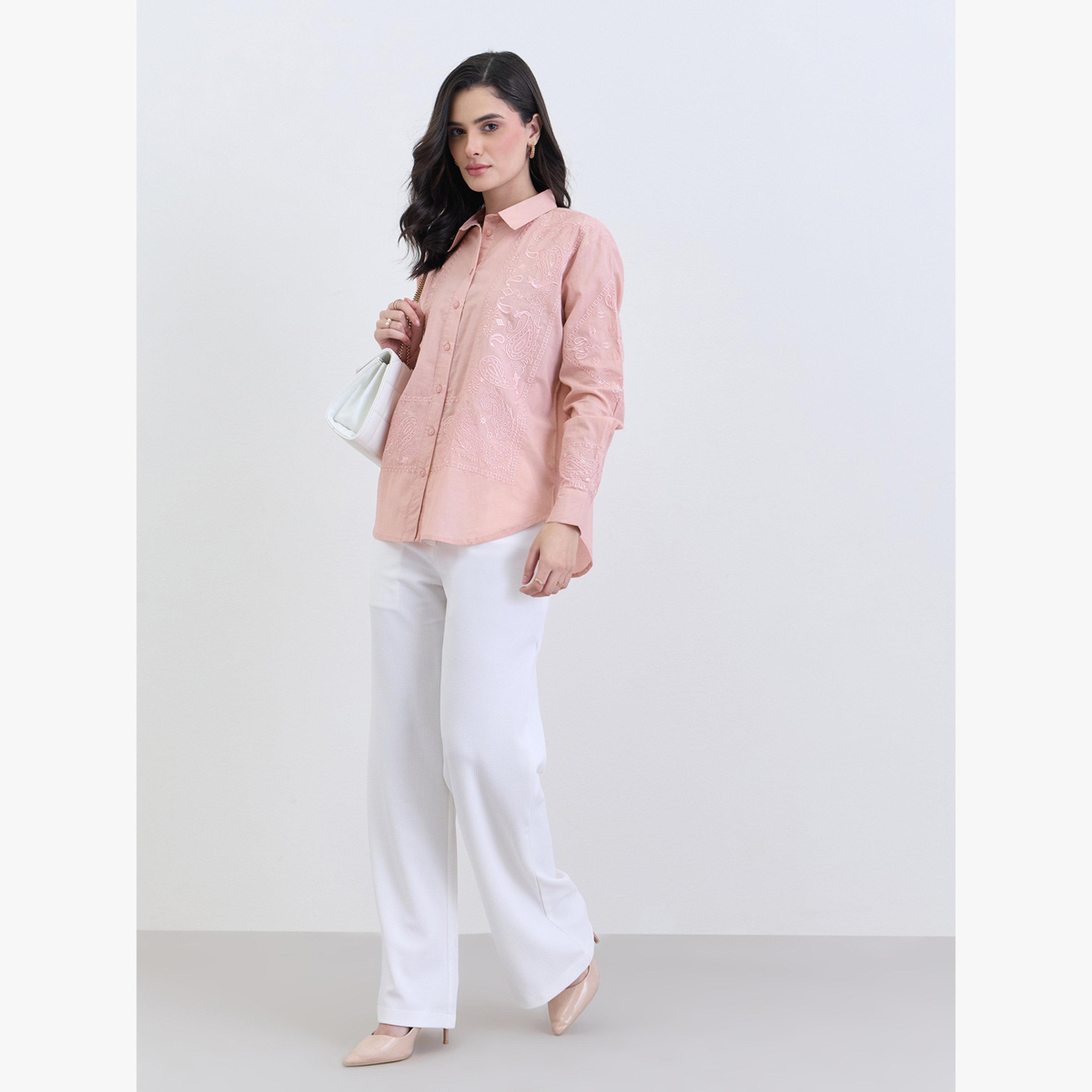 قميص مطرز بقصة عادية-women-clothing-shirtsandblouses-shirts-image-2