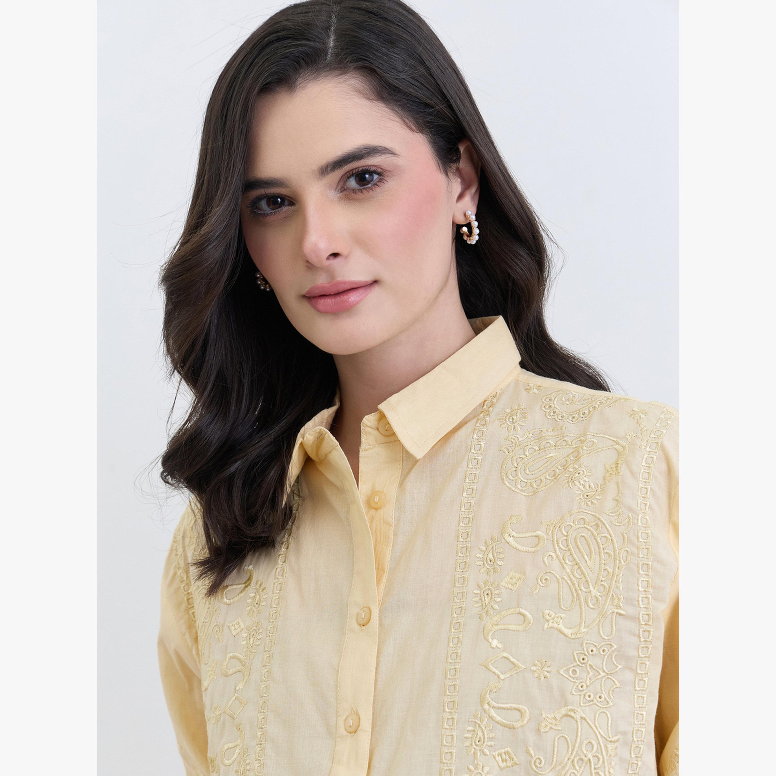 قميص مطرز بقصة عادية-women-clothing-shirtsandblouses-shirts-image-4