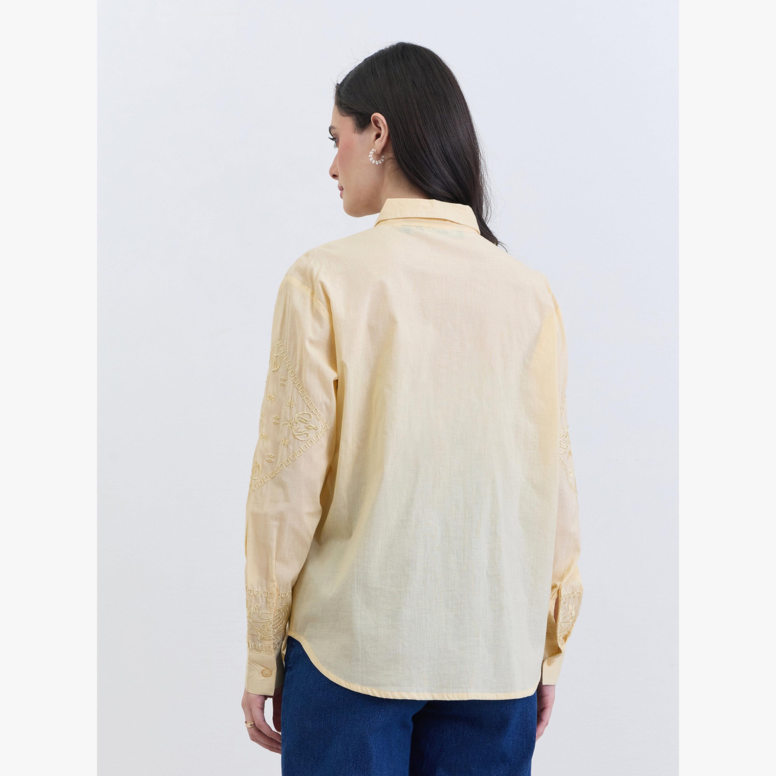 قميص مطرز بقصة عادية-women-clothing-shirtsandblouses-shirts-image-5