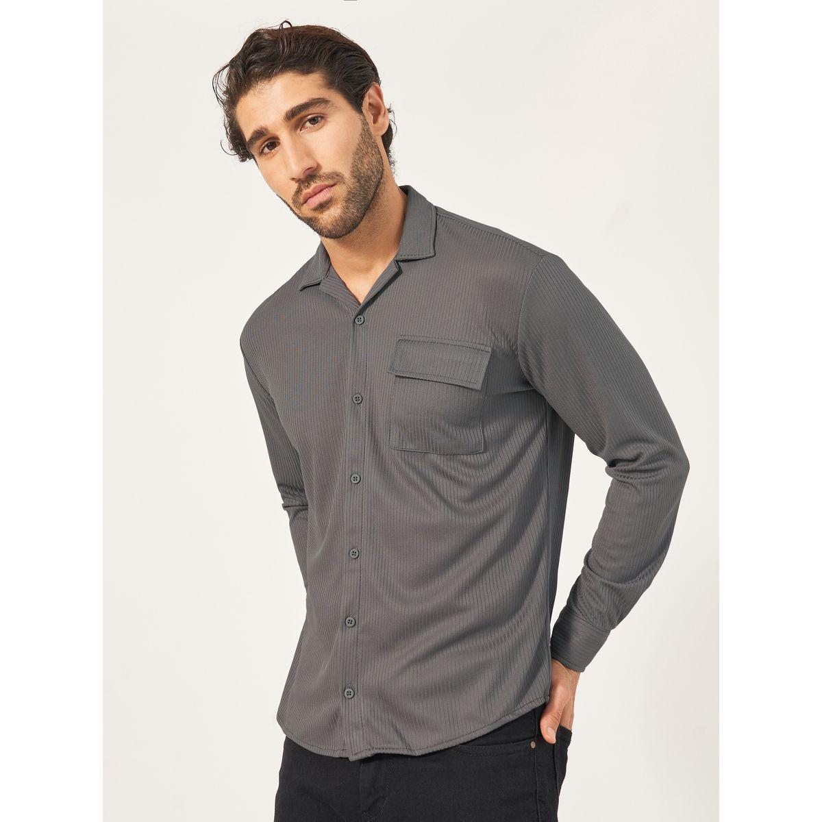 قميص كاجوال سادة بقصة مريحة-men-clothing-shirts-image-4