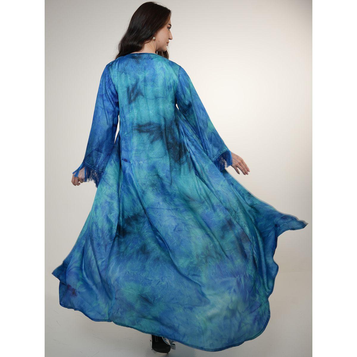 عباية بطبعة تاي داي مع شراشيب إلينا باي دي ستايل × ستايلي-women-arabicclothing-abayas-image-2