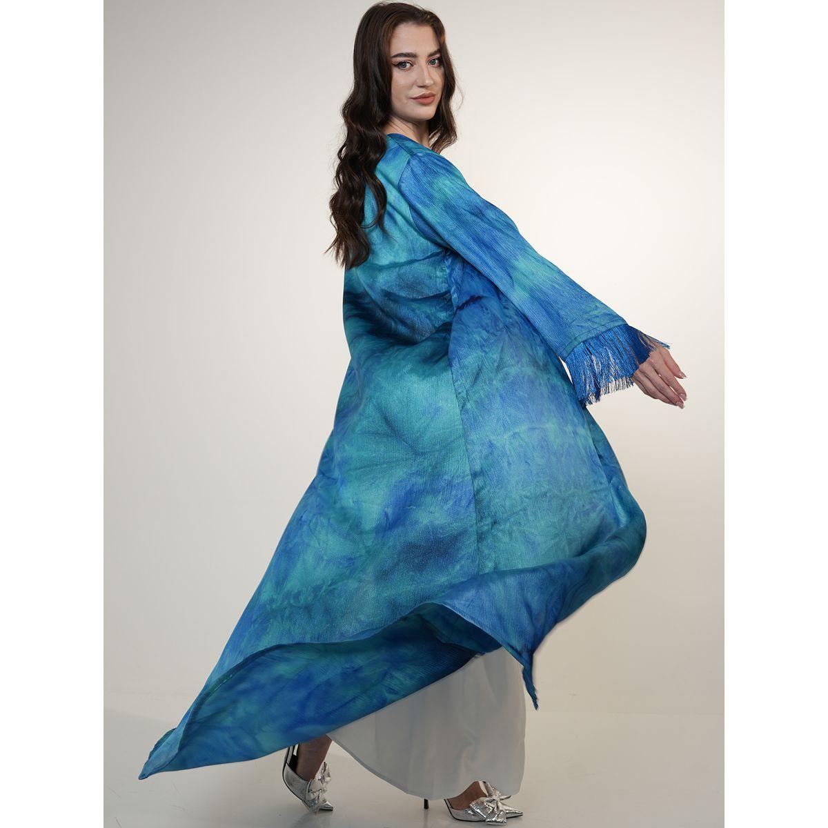 Elena by DStyle X Styli  Tie & Dye Abaya with Tassel Cuff-women-arabicclothing-abayas-image-3