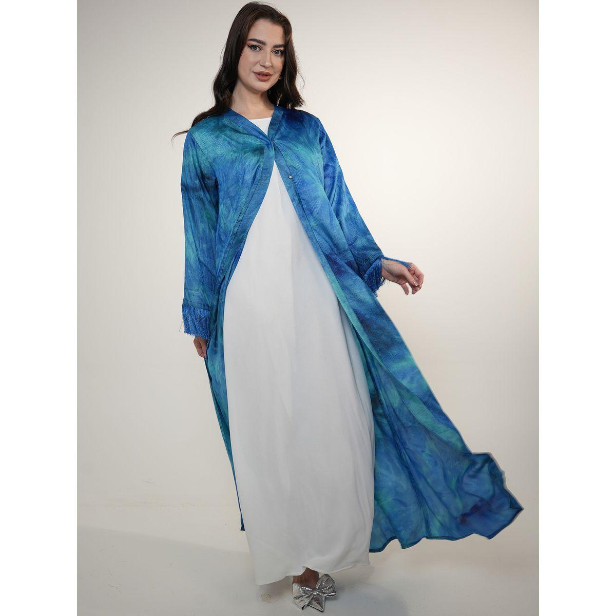 Elena by DStyle X Styli  Tie & Dye Abaya with Tassel Cuff-women-arabicclothing-abayas-image-4