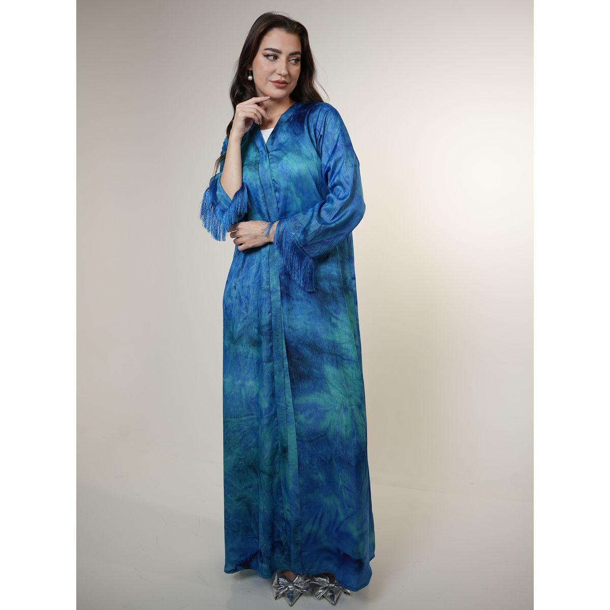 Elena by DStyle X Styli  Tie & Dye Abaya with Tassel Cuff-women-arabicclothing-abayas-image-5