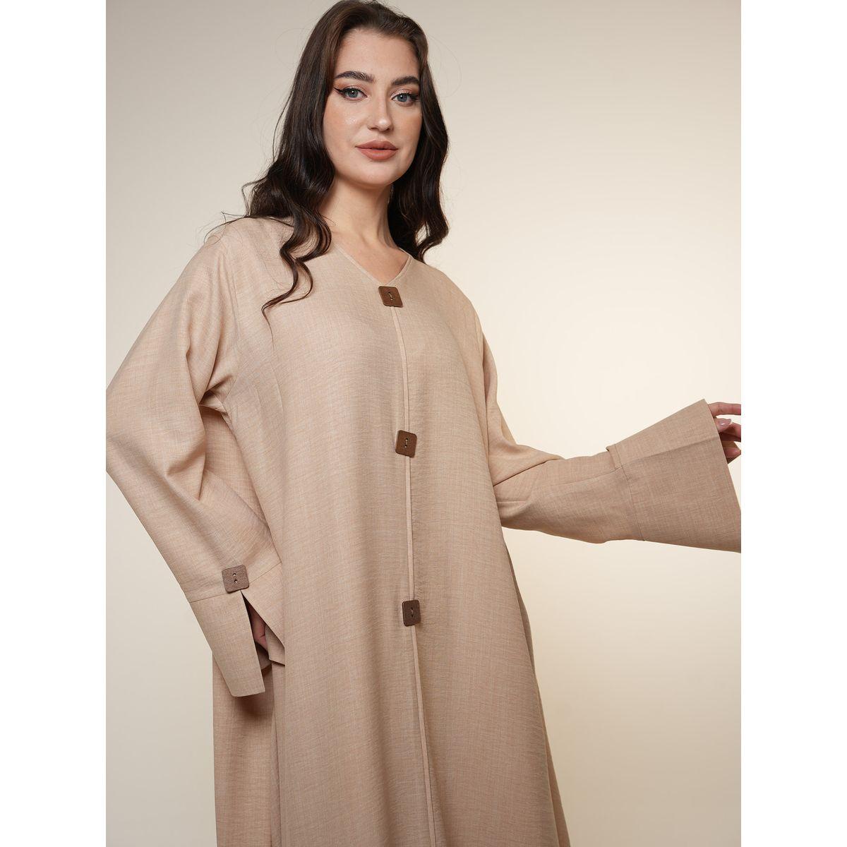 جلابية ميلانج مزينة بأزرار خشب إلينا باي دي ستايل × ستايلي-women-arabicclothing-jalabiyas-image-3