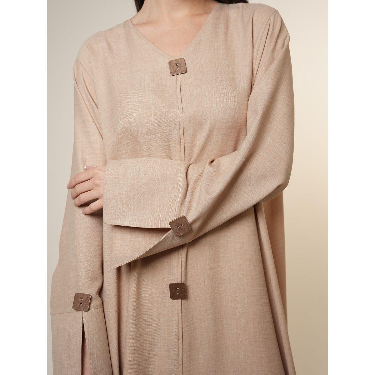 جلابية ميلانج مزينة بأزرار خشب إلينا باي دي ستايل × ستايلي-women-arabicclothing-jalabiyas-image-5