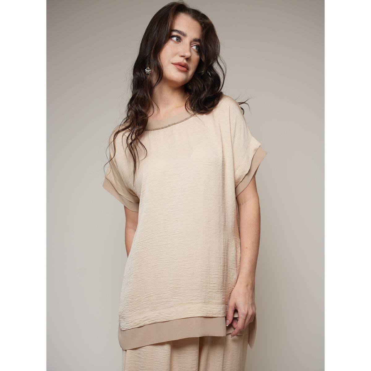 Elena by DStyle X Styli  Matte Satin Beaded Neckline Longline Top & Pants Modest Set-women-arabicclothing-sets-image-5