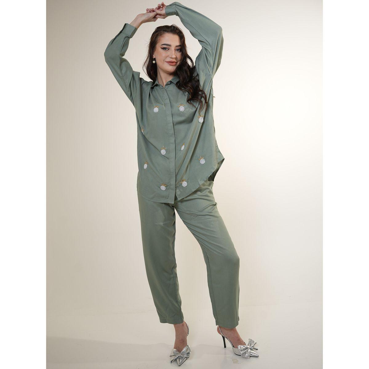 Elena by DStyle X Styli  Beaded Longline Shirt & Pants Modest Set-women-arabicclothing-sets-image-4