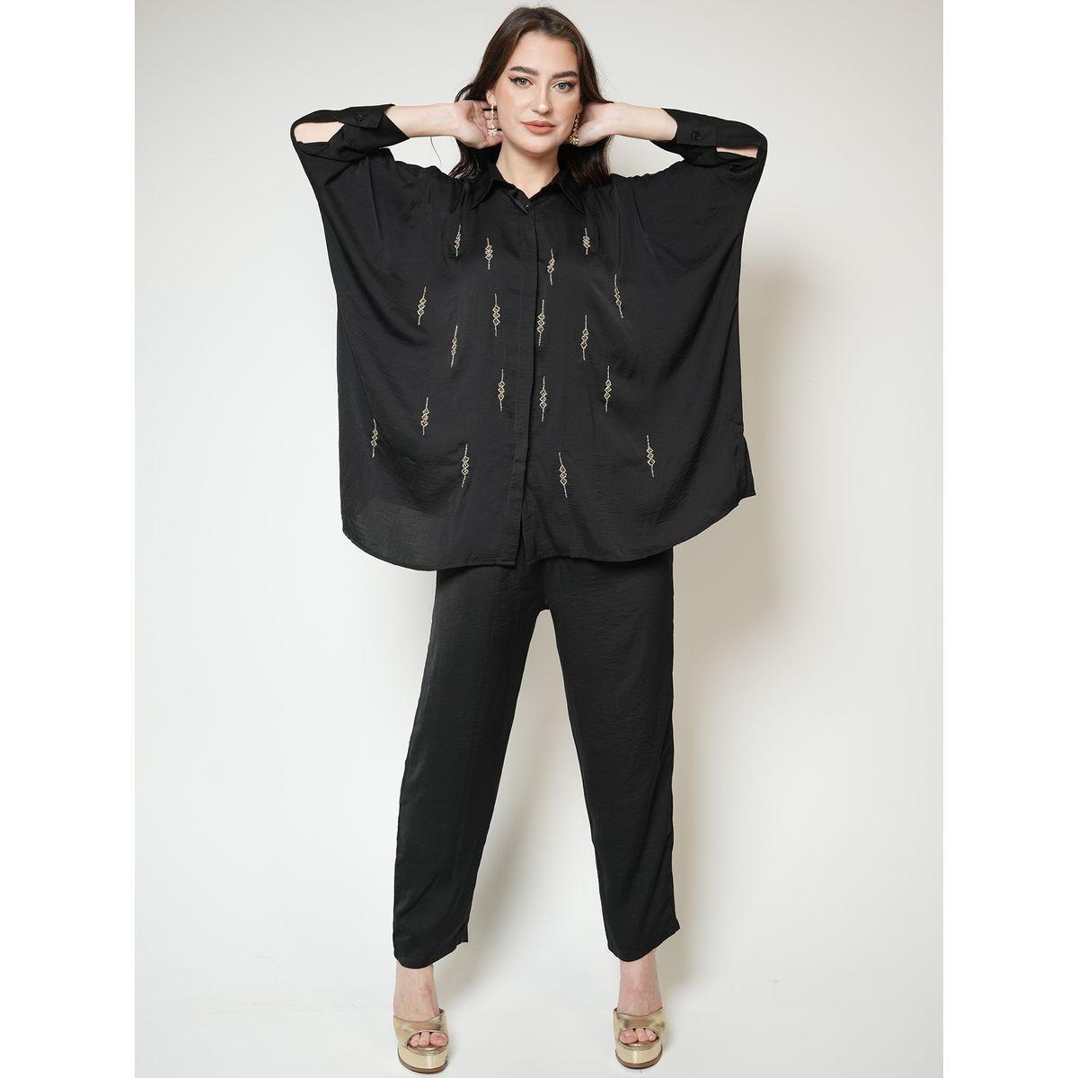 Elena by DStyle X Styli  Matte Satin Beaded Shirt & Pants Modest Set-women-arabicclothing-sets-image-1