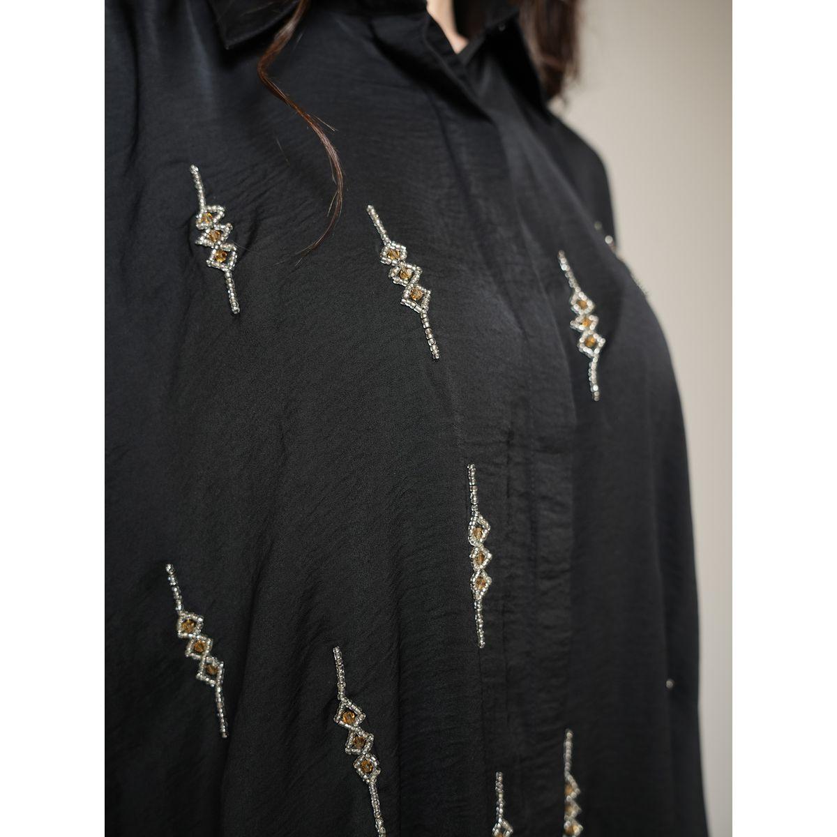 Elena by DStyle X Styli  Matte Satin Beaded Shirt & Pants Modest Set-women-arabicclothing-sets-image-3