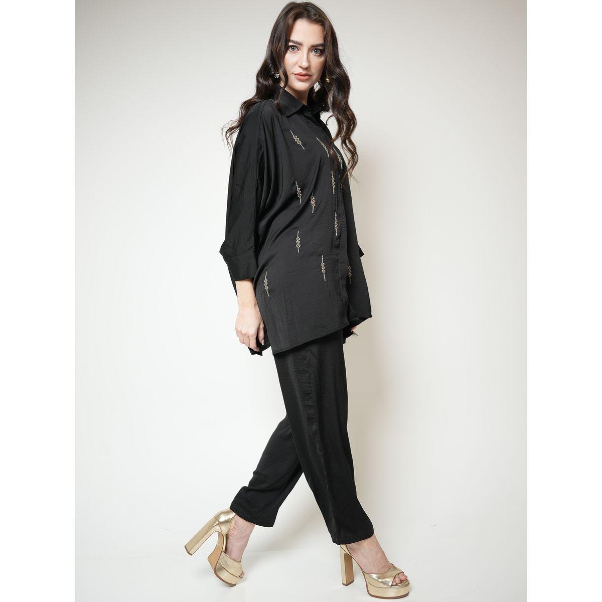 Elena by DStyle X Styli  Matte Satin Beaded Shirt & Pants Modest Set-women-arabicclothing-sets-image-4