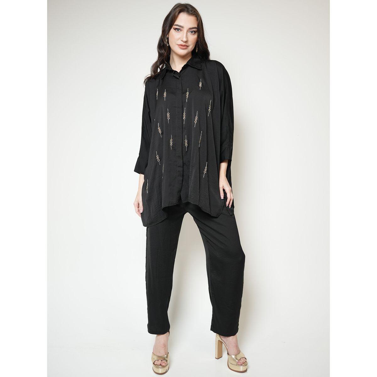 Elena by DStyle X Styli  Matte Satin Beaded Shirt & Pants Modest Set-women-arabicclothing-sets-image-5