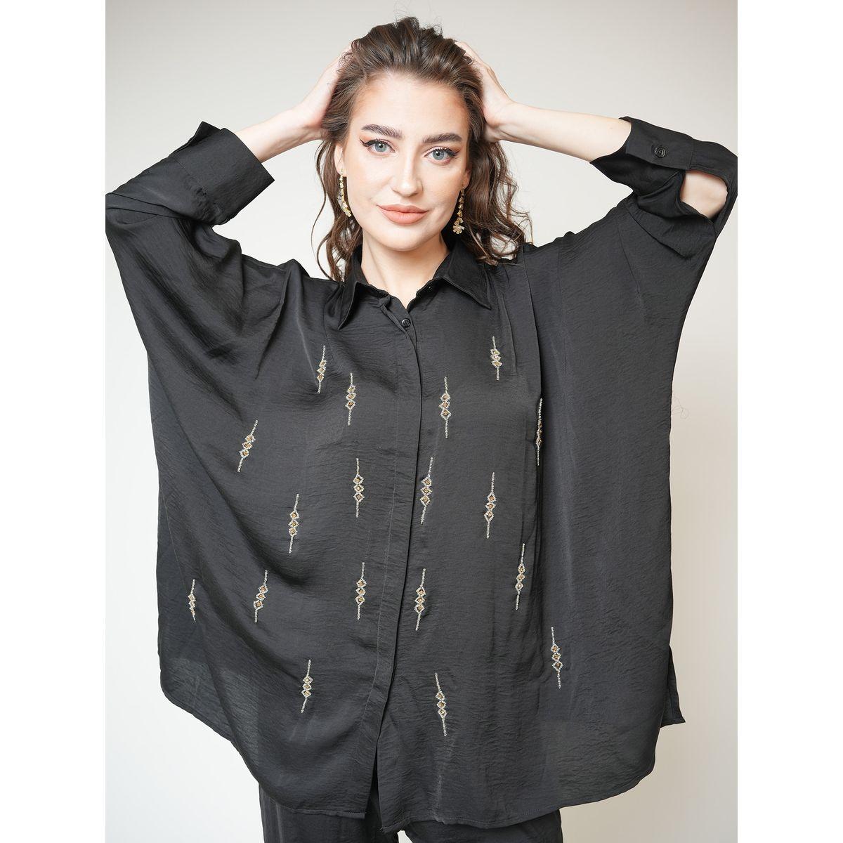 Elena by DStyle X Styli  Matte Satin Beaded Shirt & Pants Modest Set-women-arabicclothing-sets-image-6