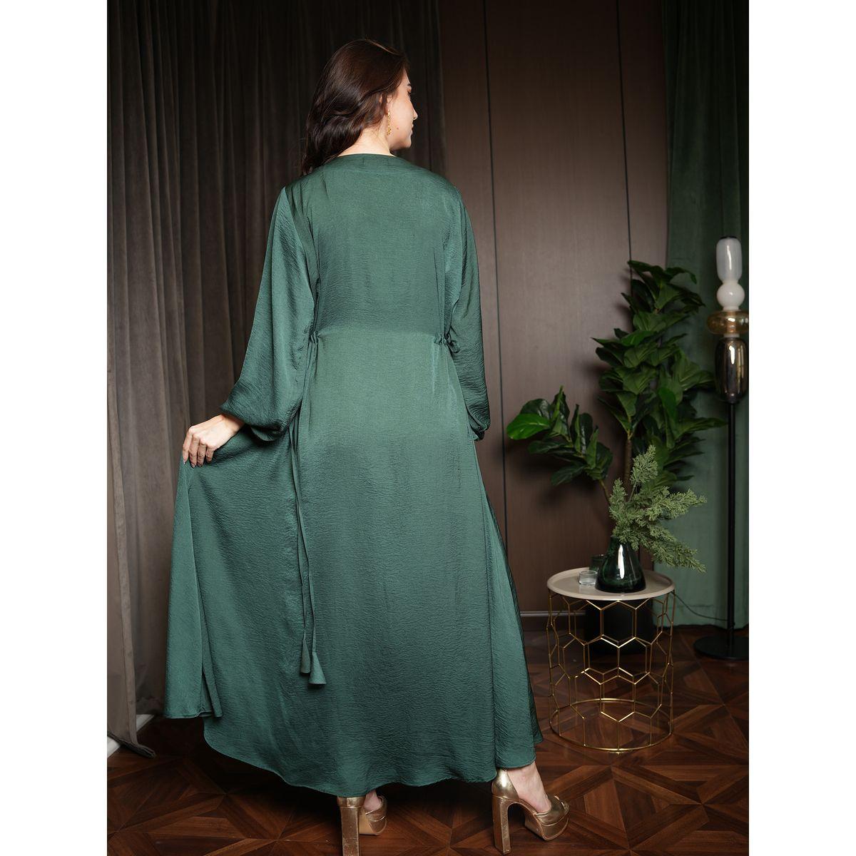 جلابية ساتان بتفاصيل دانتيل ورباط خصر إلينا باي دي ستايل × ستايلي-women-arabicclothing-jalabiyas-image-2