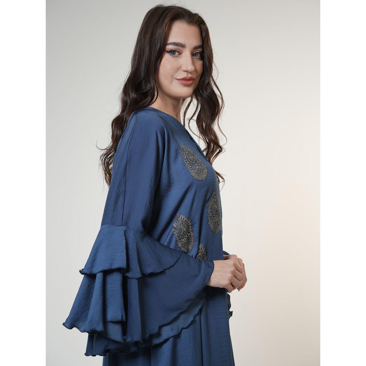 Elena by DStyle X Styli  Matte Satin Jalabiya with Layered Sleeves-women-arabicclothing-jalabiyas-image-2