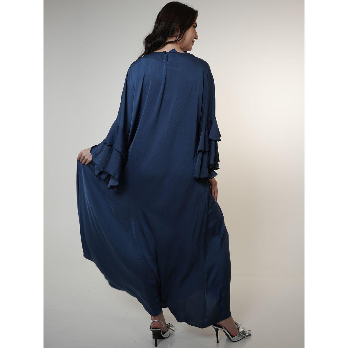 جلابية ساتان بأكمام طويلة مزينة بطبقات إلينا باي دي ستايل × ستايلي-women-arabicclothing-jalabiyas-image-3
