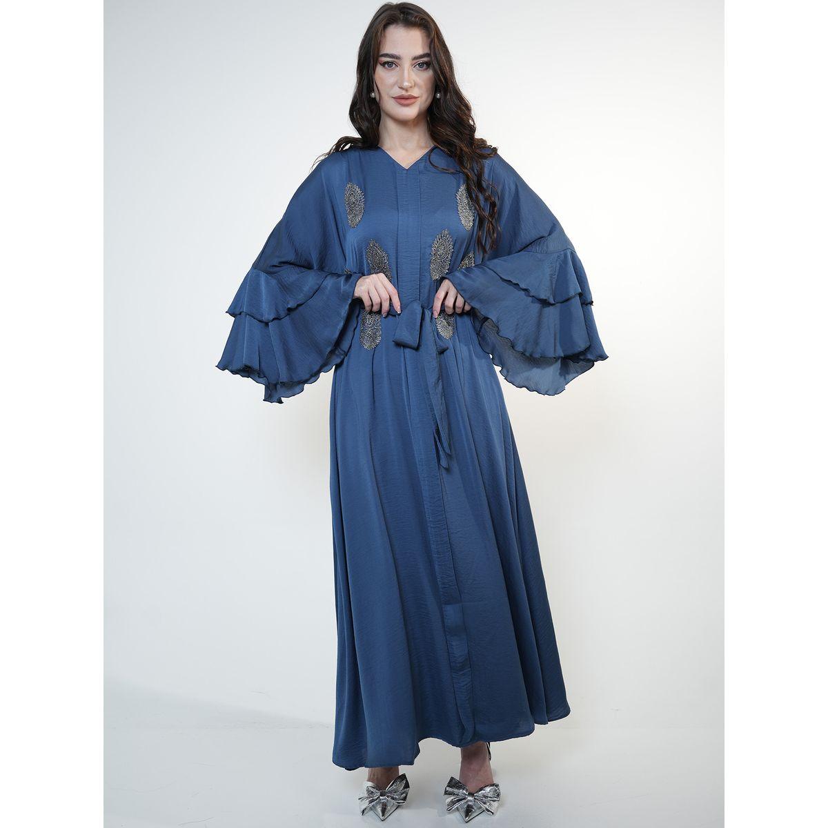Elena by DStyle X Styli  Matte Satin Jalabiya with Layered Sleeves-women-arabicclothing-jalabiyas-image-5