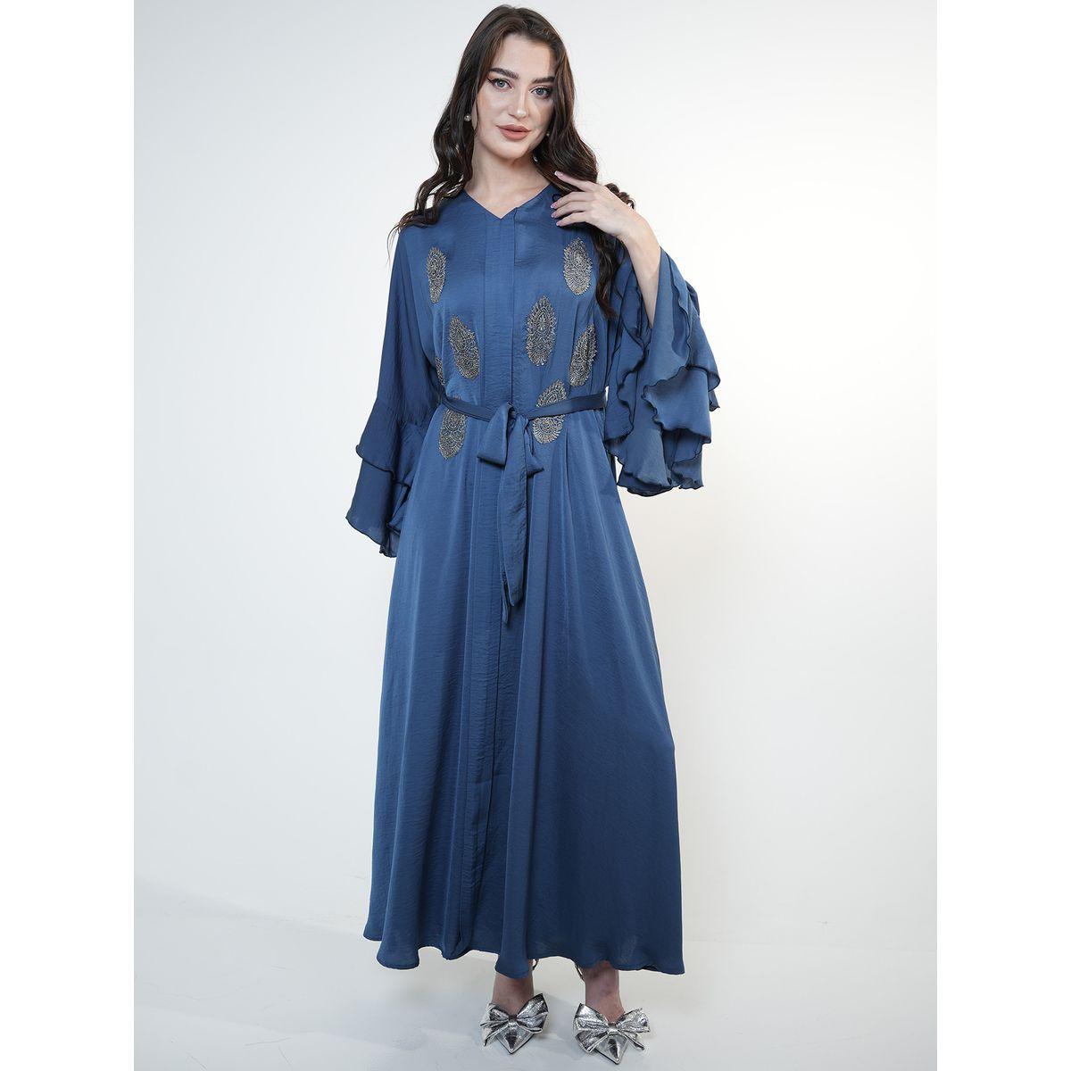Elena by DStyle X Styli  Matte Satin Jalabiya with Layered Sleeves-women-arabicclothing-jalabiyas-image-6